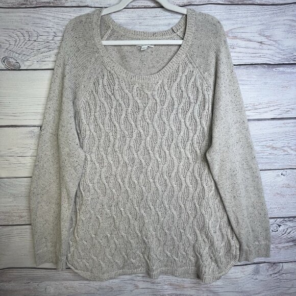 Sonoma Sweaters - Sonoma Cable Knit Sweater XXL Grandpa Textured Beige Cotton Rayon Blend